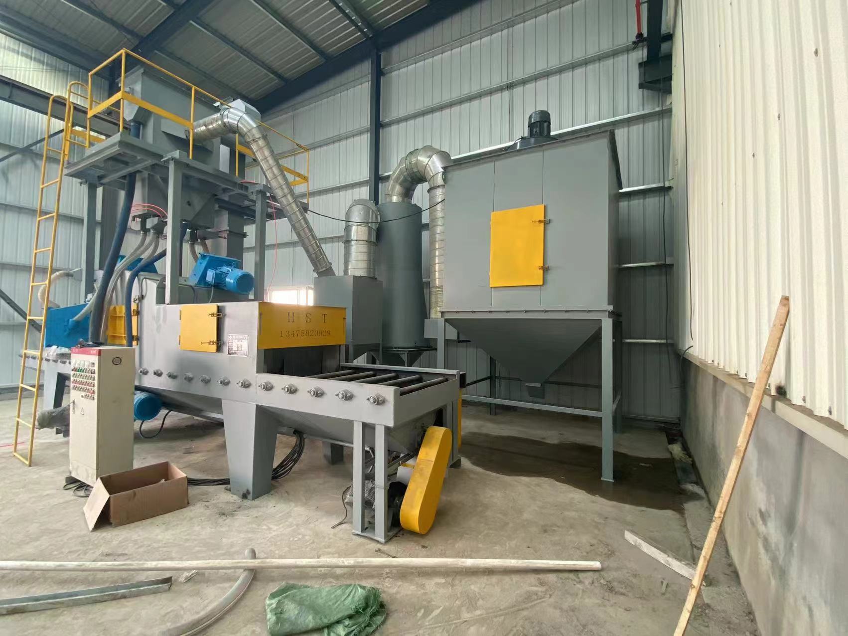 履带式抛丸机怎样除尘_大型抛丸除锈机_Q3210橡胶履带抛丸除锈机